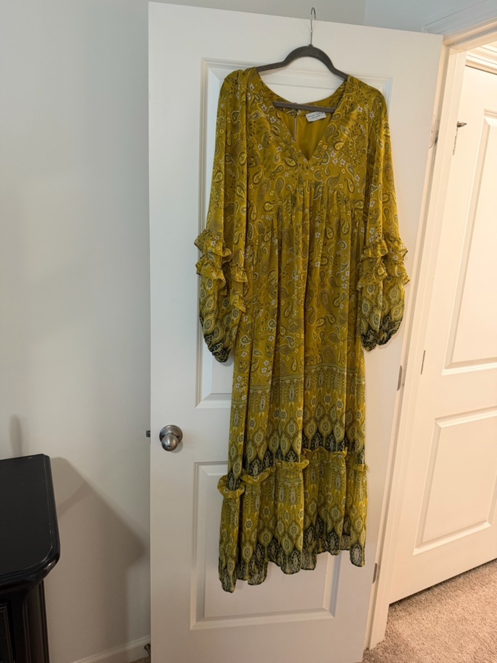 Dress Forum Mustard Yellow Paisley Ruffle Maxi Dress